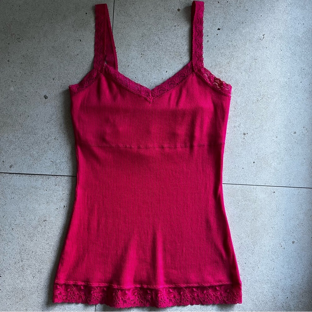 Kirra 90s Y2K Embroidered Lace Trimmed Cami Ribbed Tank Fairy Goth Elena Gilbert